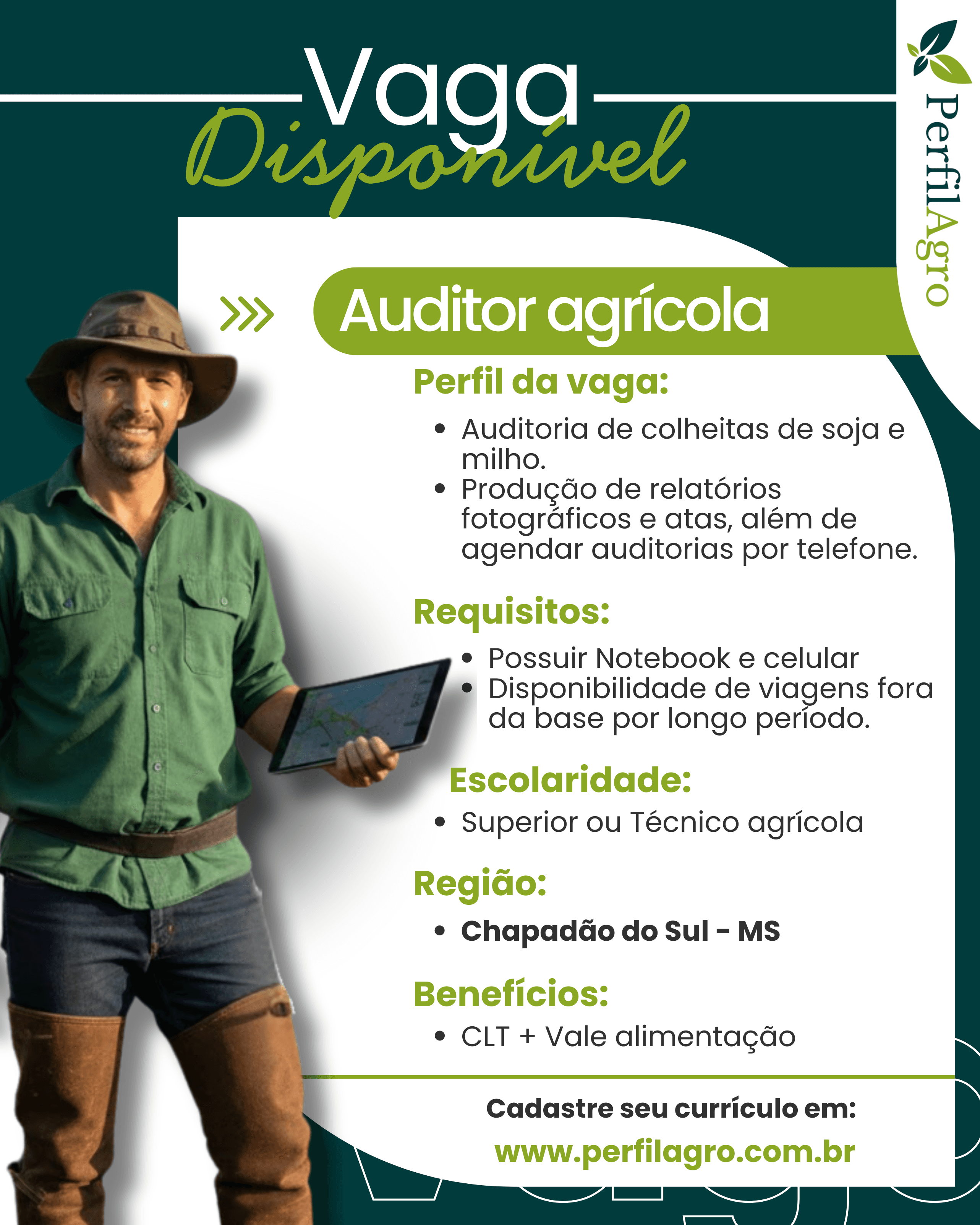 Vaga para Auditor agrícola