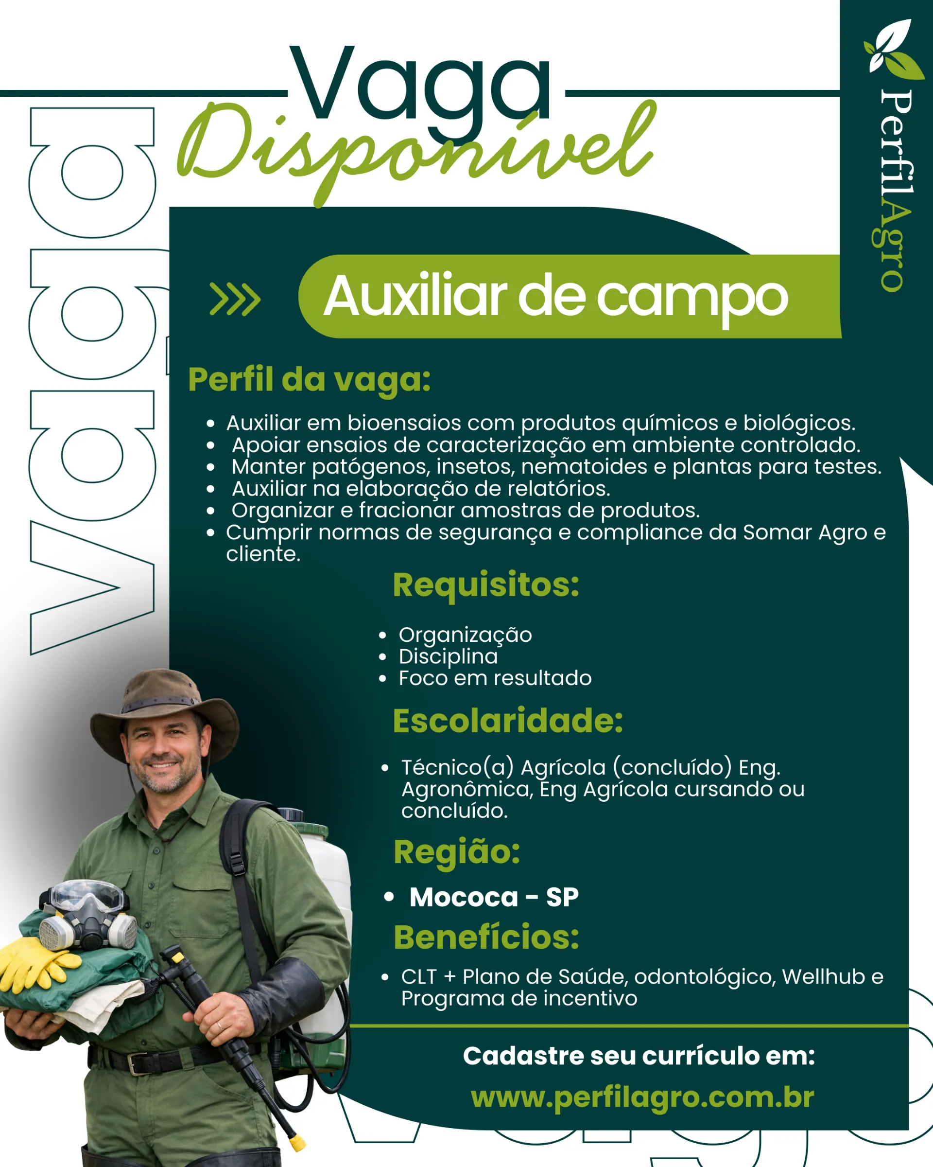 Vaga para Auxiliar de campo