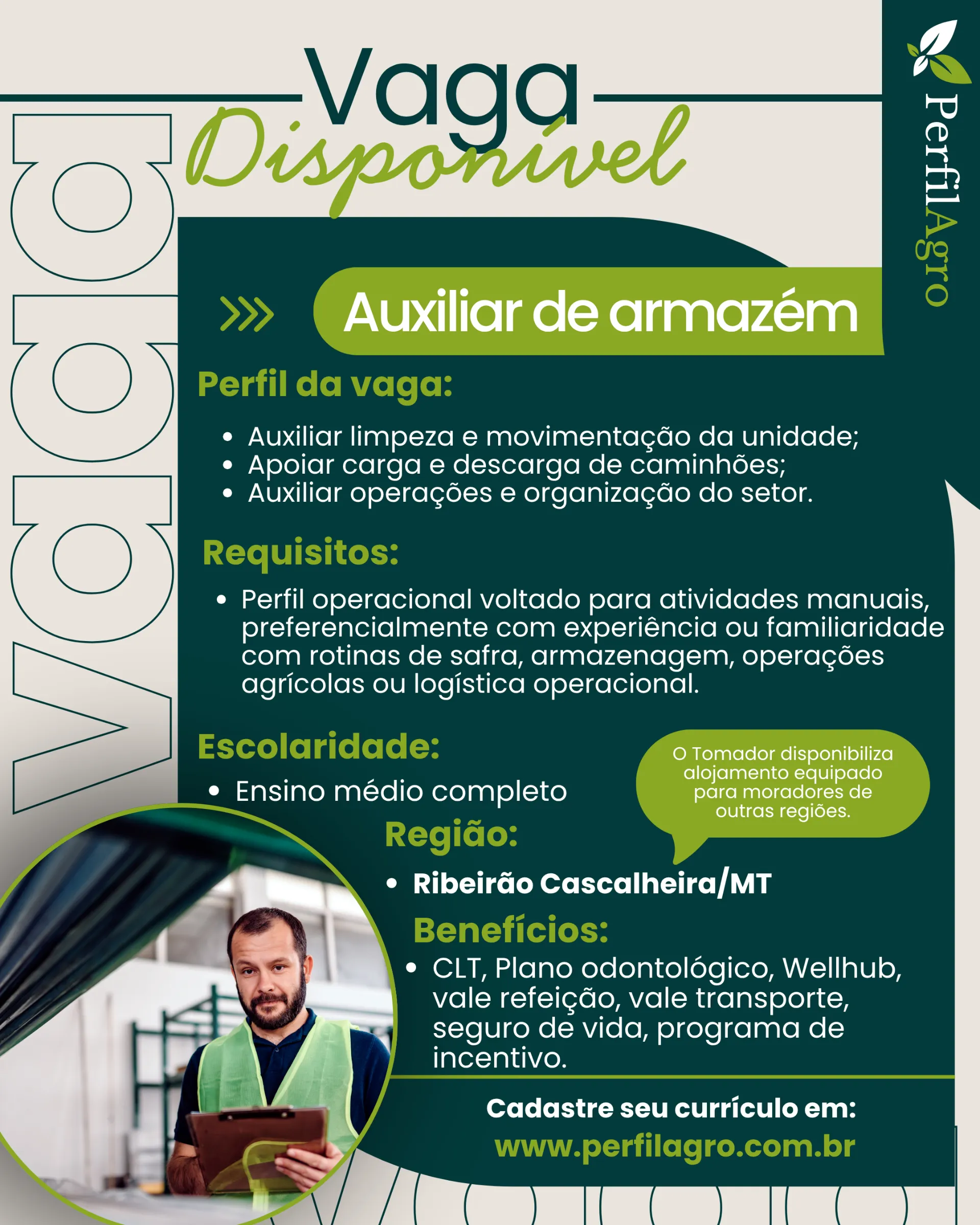Vaga para Auxiliar de armazém