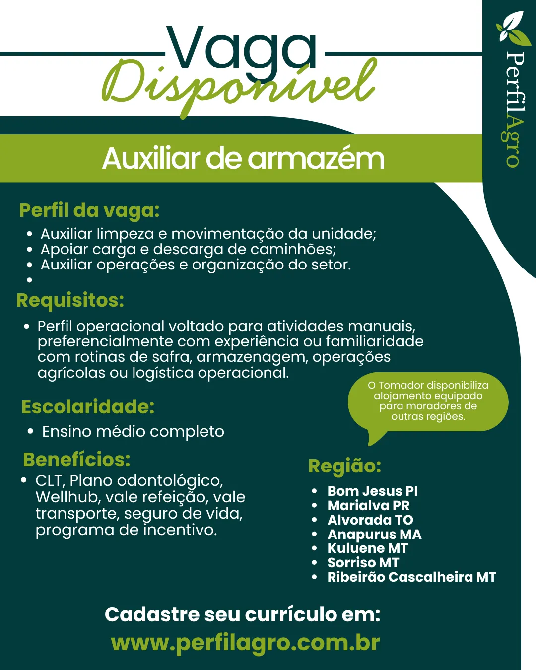 Vaga para Auxiliar de armazém