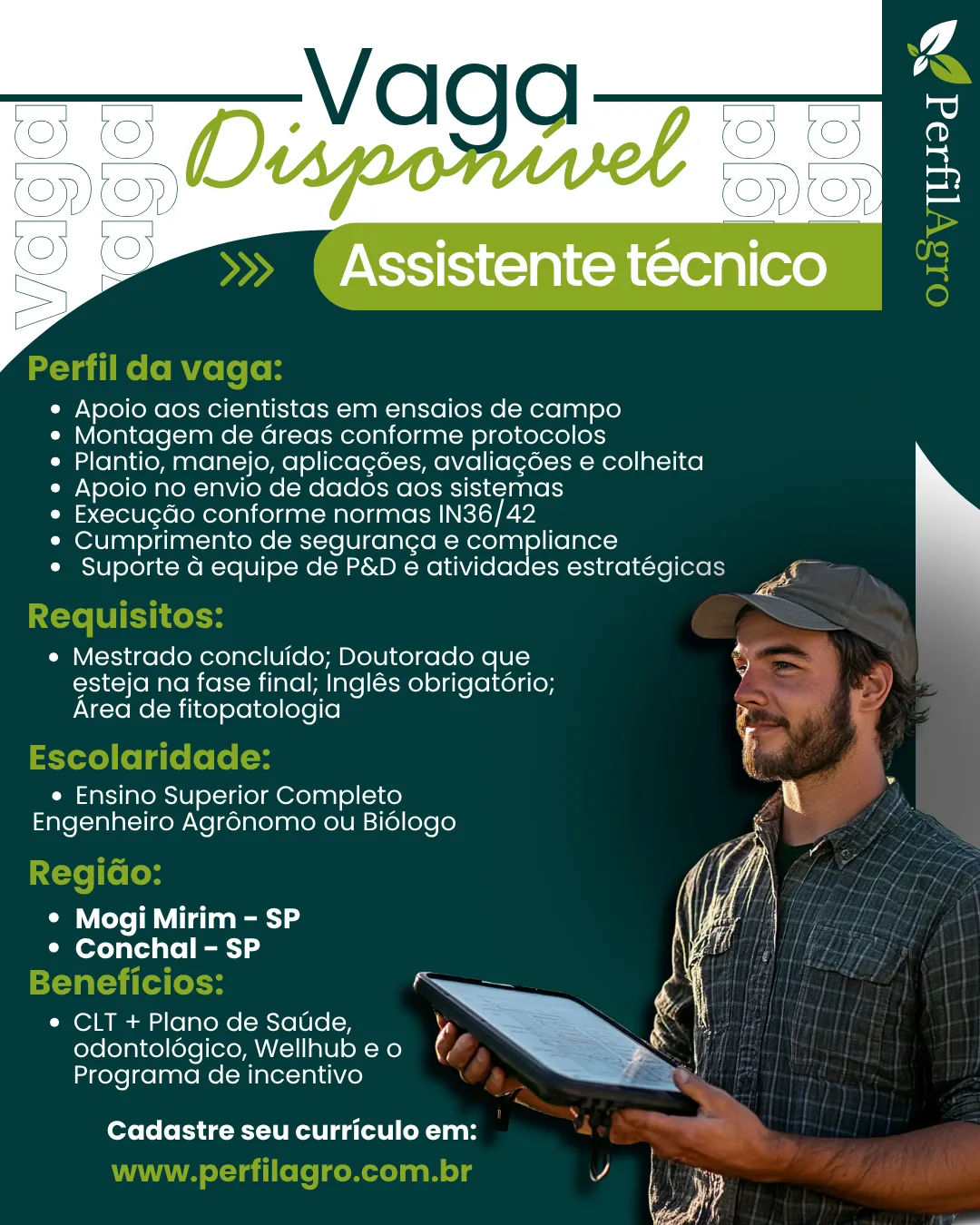 Vaga para Assistente Técnico